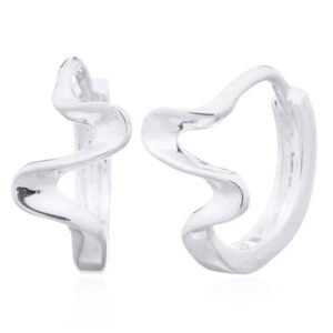 A pair of curly wave 925 silver huggie hoop earrings