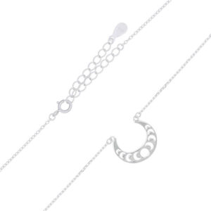 A phases of moon figured out 925 silver chain necklace