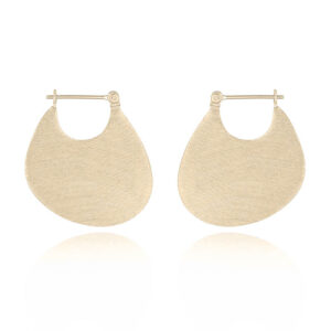 A pair of large solid bean yellow gold plated hoops