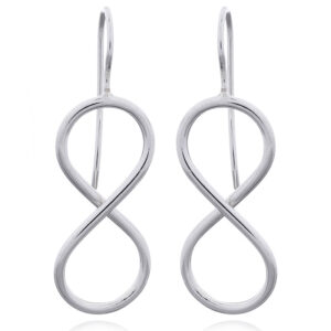 A pair of 43 mm sterling silver infinity symbol drop earrings