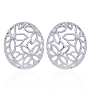 A pair of flowery cast sterling silver openwork stud earrings