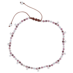 A stunning gemstones with silver bead charms polyester bracelet