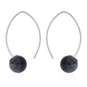 A pair of imitation pearls on generously curved silver stick hangers