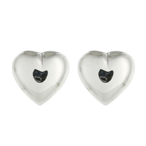 A pair of timeless and classic sterling silver heart stud earrings