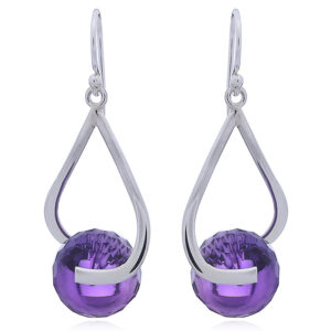 A pair of silver czech glass crystal earrings sphere on bent loops