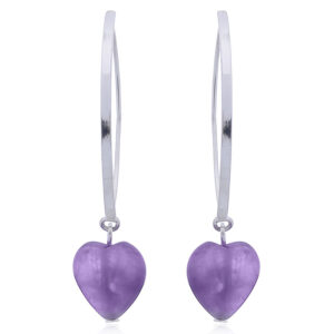 A pair of adorable amethyst heart sterling silver drop earrings