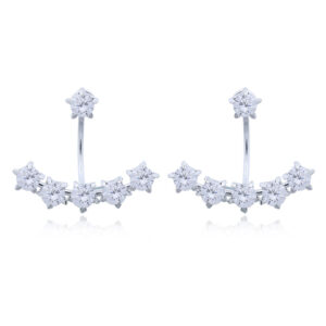 A pair of front back 2 in 1 cubic zirconia 925 sterling earrings