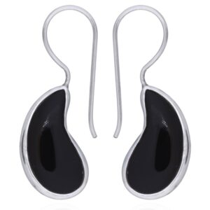 Paisley Silhouettes Black Agate 925 Silver Earrings