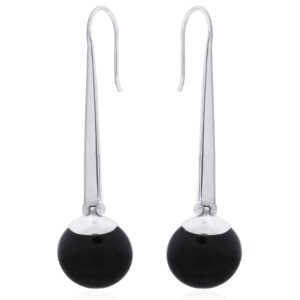 Agate Gemstone Drop Earrings Hinged Silver Stick Hangers