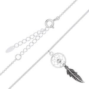 A sterling silver dreamcatcher cable chain necklace