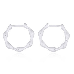 A pair of rounded polygon hinged 925 silver huggie hoop earrings