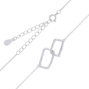 A interlocking square pendant sterling silver necklace