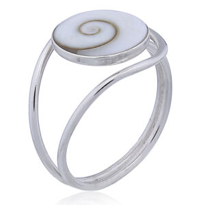 A delicate shiva eye shell ring 925 sterling silver looping band