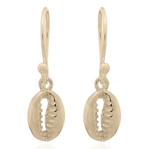 A pair of hollow sea-shell gold plated earrings