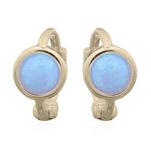 A pair of 925 sterling silver mini blue opal huggie gold pated hoop earrings