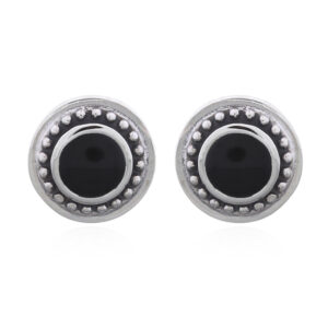 Black Stone 925 Silver Stud Earrings