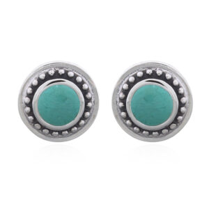 Green Stone 925 Silver Stud Earrings
