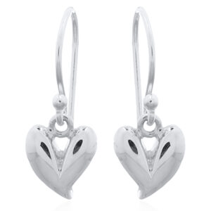 Heart Shaped 925 Sterling Silver Dangle Earrings