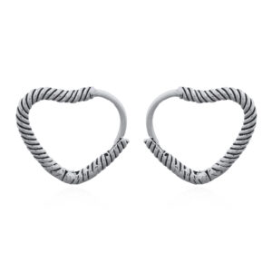 Silver Heart Hoop Earrings