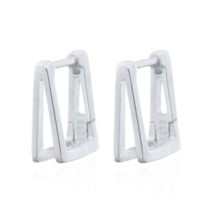 925 Silver Double Square Click Earrings