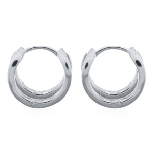 Twin Hoop Sterling Silver Huggies