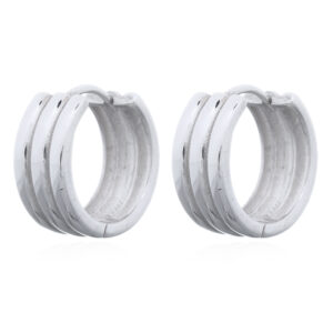 Round Ribbed 925 Silver Hoop Earrings