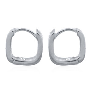 Square Ribbed 925 Silver Hoop Earrings