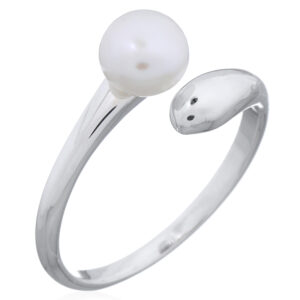 Open Silver Ring with Pearl