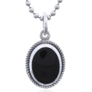 Black Stone Oval Sterling Silver Pendant