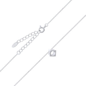 Silver Cube Open Circle Necklace