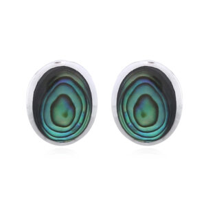 Oval Abalone Shell Silver Studs