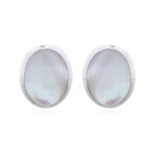 Oval Mother of Pearl Silver Studs