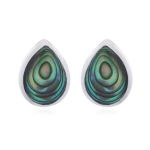Silver Abalone Raindrop Stud Earrings