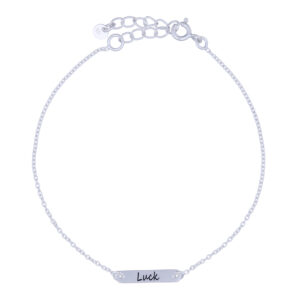 925 Silver 'LUCK' Bar Bracelet