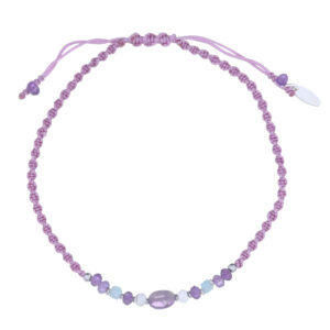 Gemstone-Studded Sterling Silver Polyester Bracelet