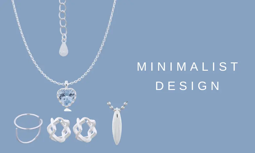 Minimalist Silver Jewelries of Planet Silver with text "Minimalist Design"