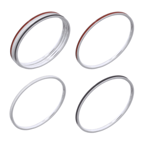 enamel sterling silver plain stack rings in black, white and red colors