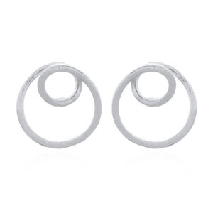 Sterling Silver Double Loop Spiral Ribbon Stud Earrings