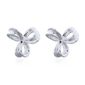 A pair of 925 Sterling Silver Stud Earrings with Clover Ribbon Design
