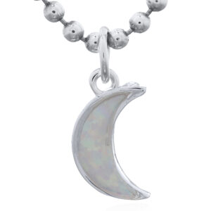 925 Sterling Silver Opal Crescent Moon Pendant