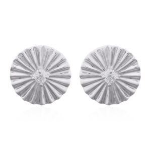 Sterling Silver Sunbeam CZ Stud Earrings
