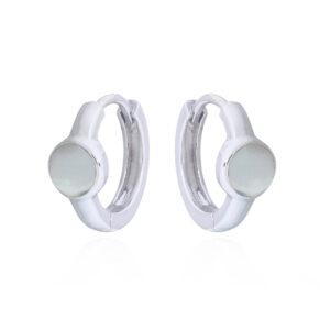 Mother of Pearl Inlay Sterling Silver Hoops
