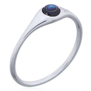 Circle Abalone Inlay Silver Band Ring
