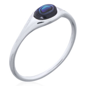 Oval Abalone Inlay Silver Band Ring