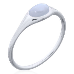 Oval MOP Inlay Silver Band Ring