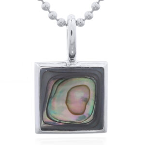 925 Silver Abalone Shell Square Bezel Pendant