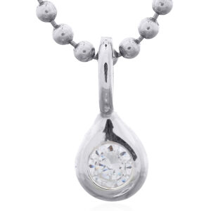 Stunning Circle CZ Inlay Raindrop Silver Pendant