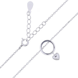 Sterling Silver Cable Chain with Heart and Circle Charms