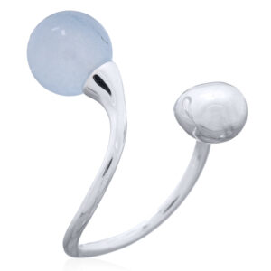 Adjustable Dyed Chalcedony Open Ring with Silver Drop