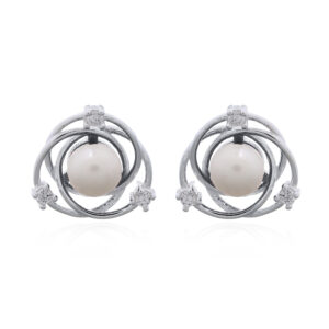Fresh Water Pearl Studs in Sterling Silver Wire Nest